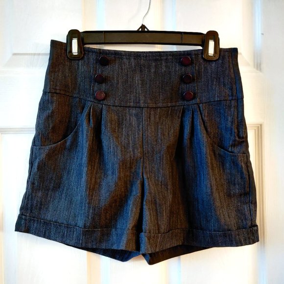 My Story Denim Sailor-style Shorts - Picture 1 of 4